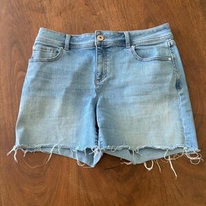 INC light wash jean cut off shorts 4 inch inseam with stretch